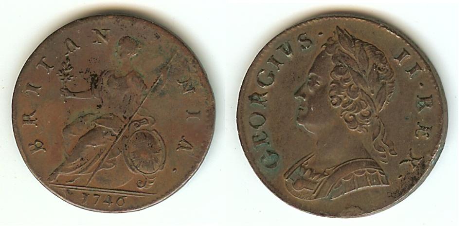 Royaume-Uni Demi penny 1746 SUP
